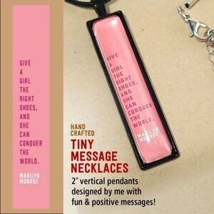 Marilyn quote CONQUER THE WORLD... Vertical Pendant Necklace